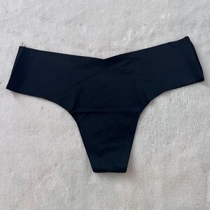 Women’s Seamless Black Thong Panty - Smooth  soft satin like feel